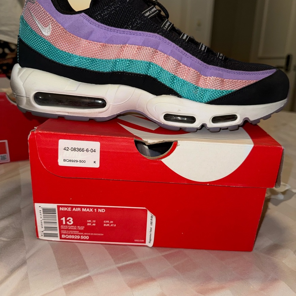 Nike Air Max 1 ND Black, Purple, and Teal Sneakers